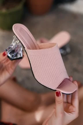 Evra Pudra Triko Topuklu Terlik Evra Pudra Triko Topuklu Terlik