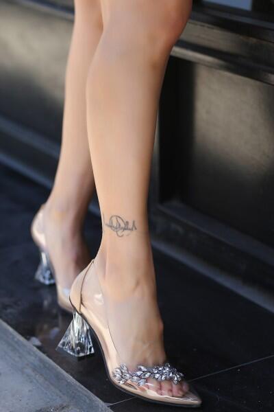 Jary Krem Cilt Topuklu Ayakkabı Jary Krem Cilt Topuklu Ayakkabı