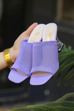 Akva Lila Triko Şeffaf Topuklu Terlik Akva Lila Triko Şeffaf Topuklu Terlik