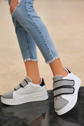 Marx Beyaz Cilt Gri Detaylı Spor Ayakkabı