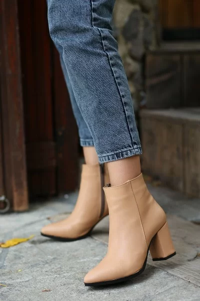 Biya Krem Cilt Topuklu Bot Biya Krem Cilt Topuklu Bot