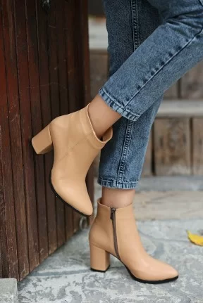 Biya Krem Cilt Topuklu Bot Biya Krem Cilt Topuklu Bot