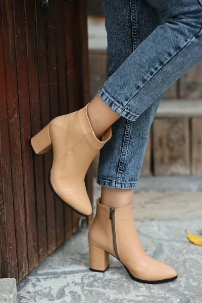 Biya Krem Cilt Topuklu Bot Biya Krem Cilt Topuklu Bot