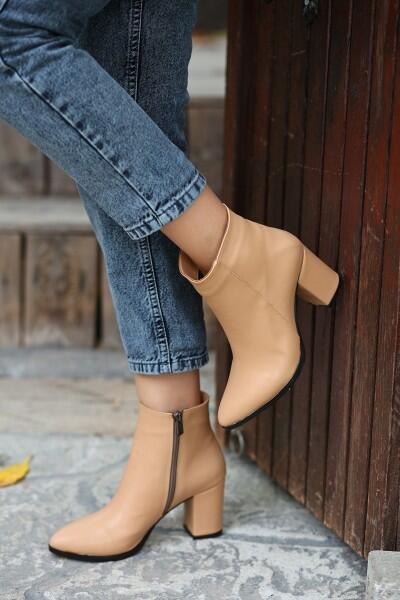 Biya Krem Cilt Topuklu Bot Biya Krem Cilt Topuklu Bot