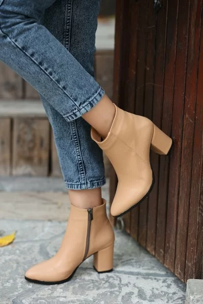 Biya Krem Cilt Topuklu Bot Biya Krem Cilt Topuklu Bot