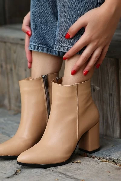 Biya Krem Cilt Topuklu Bot Biya Krem Cilt Topuklu Bot