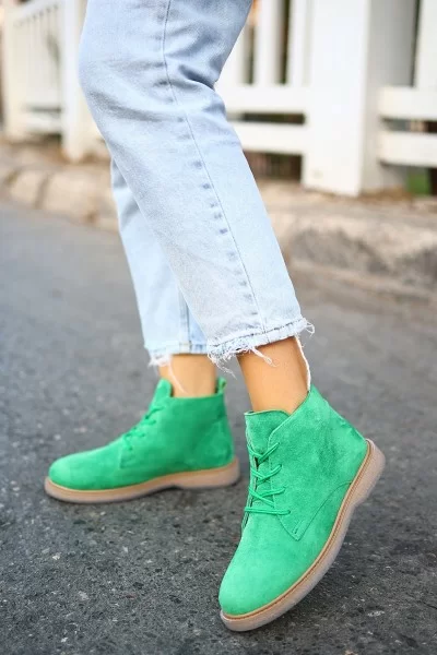 Kean Yeşil Süet Bağcıklı Bot