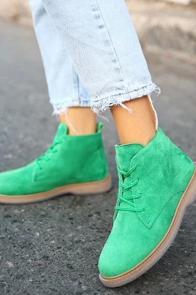 Kean Yeşil Süet Bağcıklı Bot