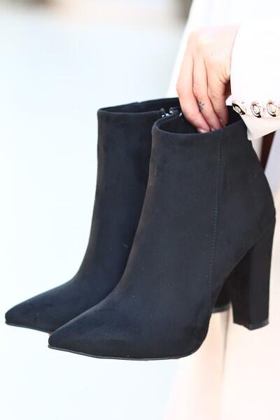 Loora Siyah Süet Topuklu Bot Loora Siyah Süet Topuklu Bot