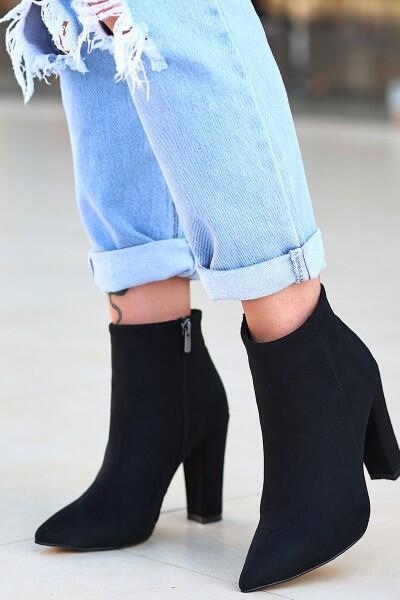 Loora Siyah Süet Topuklu Bot Loora Siyah Süet Topuklu Bot