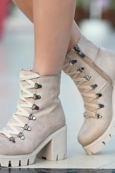 Erin Krem Süet Bağcıklı Bot Erin Krem Süet Bağcıklı Bot