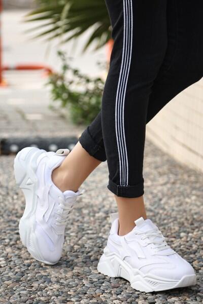 Dica Beyaz Cilt Bağcıklı Spor Ayakkabı