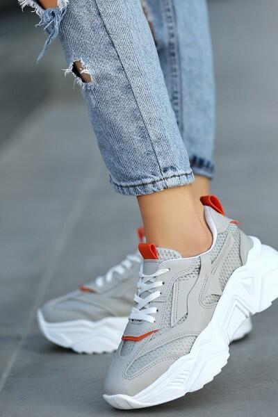 Dica Gri Cilt Bağcıklı Spor Ayakkabı Dica Gri Cilt Bağcıklı Spor Ayakkabı