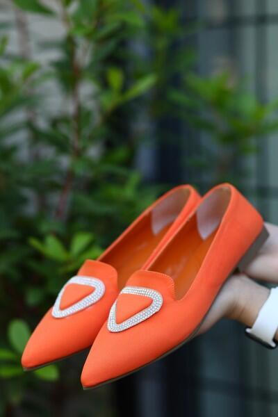 Gilba Turuncu Saten Babet Ayakkabı Gilba Turuncu Saten Babet Ayakkabı