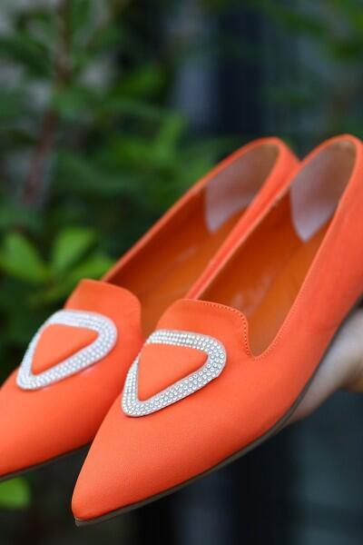 Gilba Turuncu Saten Babet Ayakkabı Gilba Turuncu Saten Babet Ayakkabı