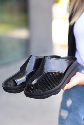 Weno Siyah Cilt Simli Terlik Weno Siyah Cilt Simli Terlik