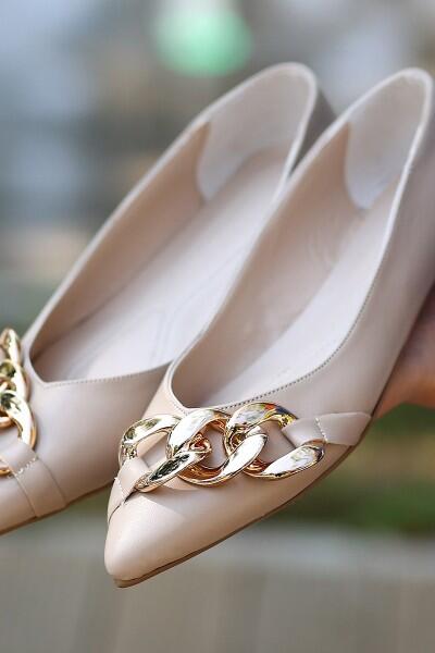 Popi Nude Cilt Zincirli Babet Ayakkabı