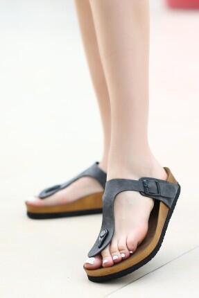 Aksar Gri Nubuk Parmak Arası Terlik