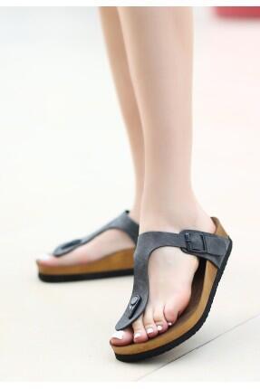 Aksar Gri Nubuk Parmak Arası Terlik