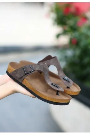 Aksar Kahverengi Nubuk Parmak Arası Terlik