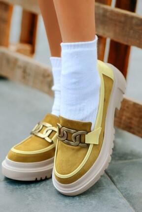 İveda Hardal Süet Babet Ayakkabı