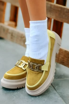 İveda Hardal Süet Babet Ayakkabı