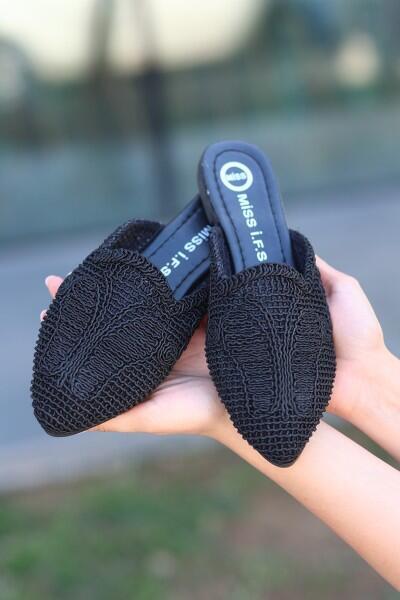 Osse Siyah Örgülü Terlik Osse Siyah Örgülü Terlik