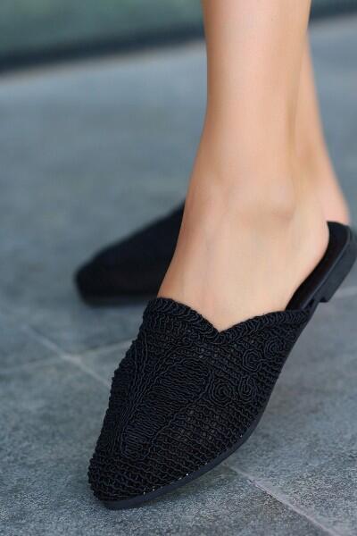 Osse Siyah Örgülü Terlik Osse Siyah Örgülü Terlik