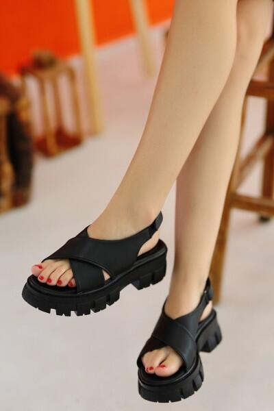 Cesi Siyah Cilt Sandalet Cesi Siyah Cilt Sandalet