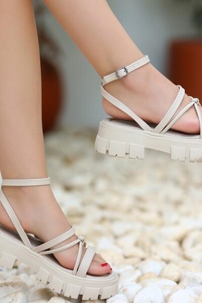 Choc Bej Cilt Sandalet Choc Bej Cilt Sandalet