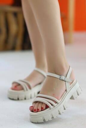 Slon Bej Cilt Sandalet Slon Bej Cilt Sandalet