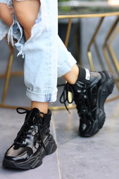 Nolli Siyah Cilt Bağcıklı Bot Nolli Siyah Cilt Bağcıklı Bot