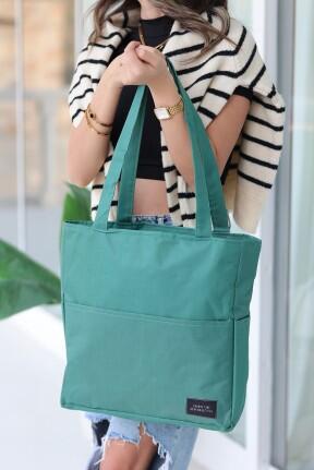 Yunda Yeşil Keten Çanta