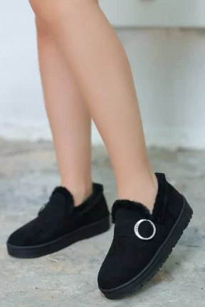Tote Siyah Süet Babet Ayakkabı Tote Siyah Süet Babet Ayakkabı