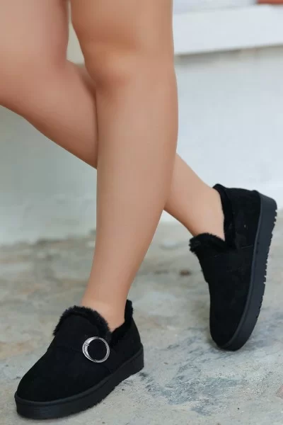 Tote Siyah Süet Babet Ayakkabı Tote Siyah Süet Babet Ayakkabı