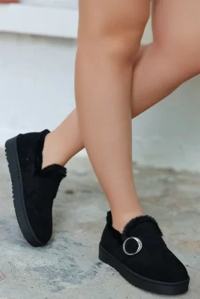 Tote Siyah Süet Babet Ayakkabı Tote Siyah Süet Babet Ayakkabı