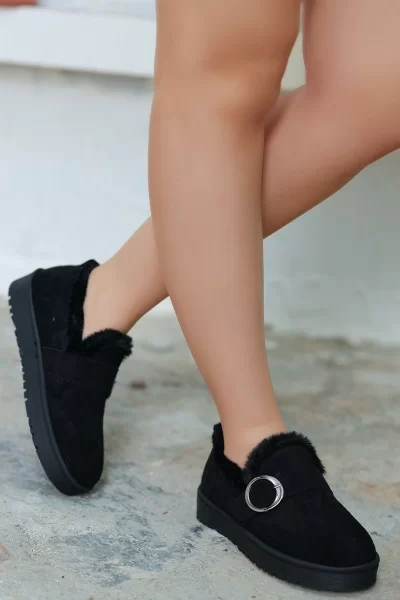 Tote Siyah Süet Babet Ayakkabı Tote Siyah Süet Babet Ayakkabı