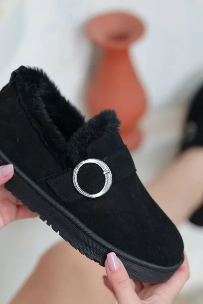 Tote Siyah Süet Babet Ayakkabı Tote Siyah Süet Babet Ayakkabı