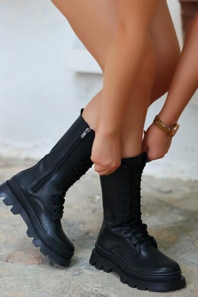 Toir Siyah Cilt Bağcıklı Postal Toir Siyah Cilt Bağcıklı Postal