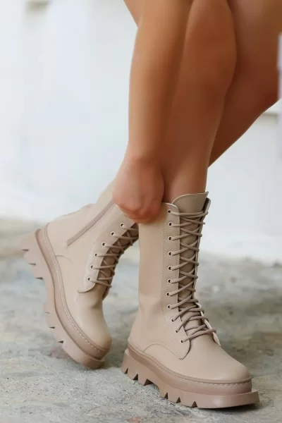 Toir Nude Cilt Bağcıklı Postal