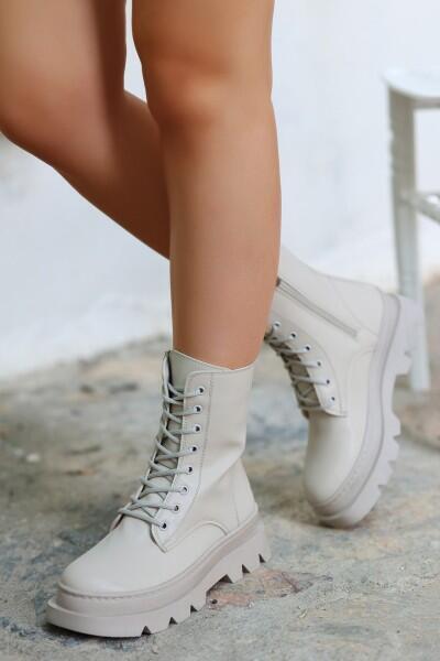 Orge Bej Cilt Bağcıklı Bot Orge Bej Cilt Bağcıklı Bot