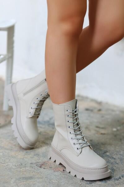 Orge Bej Cilt Bağcıklı Bot Orge Bej Cilt Bağcıklı Bot