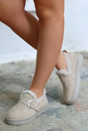 Tote Bej Süet Babet Ayakkabı Tote Bej Süet Babet Ayakkabı