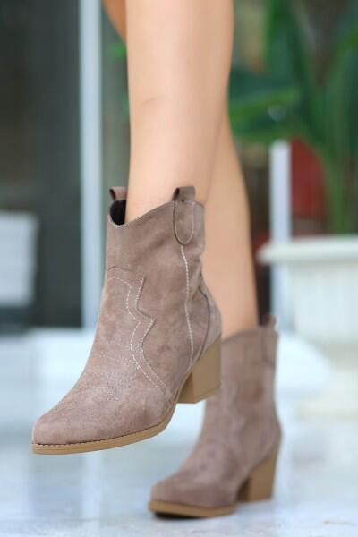 Akver Vizon Süet Topuklu Bot Akver Vizon Süet Topuklu Bot