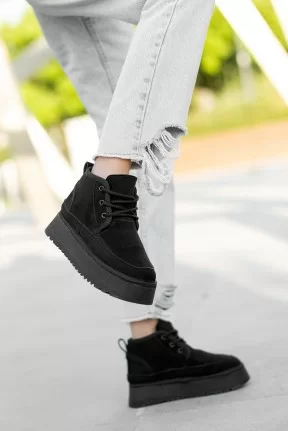 Davina Siyah Süet Bağcıklı Bot Davina Siyah Süet Bağcıklı Bot