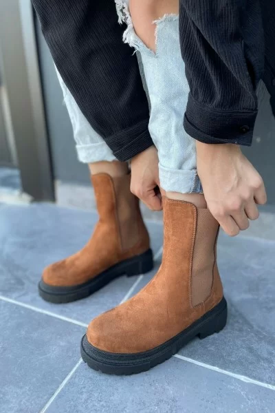 Derla Taba Süet Topuklu Bot Derla Taba Süet Topuklu Bot