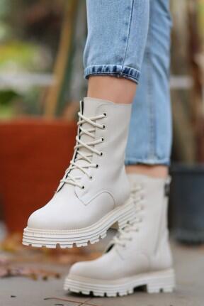 Bria Bej Cilt Bağcıklı Bot