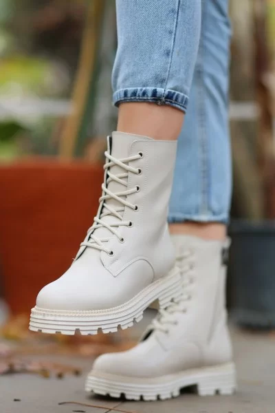 Bria Bej Cilt Bağcıklı Bot