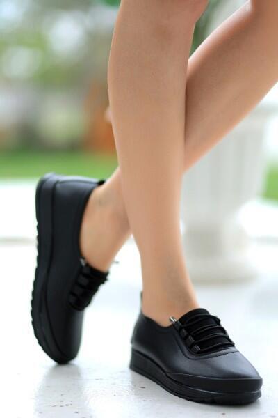 Alva Siyah Cilt Spor Ayakkabı Alva Siyah Cilt Spor Ayakkabı