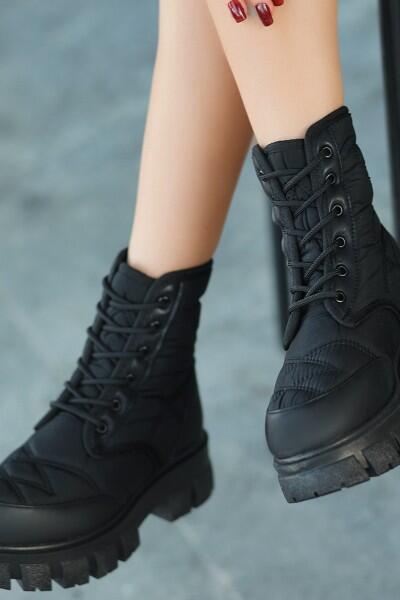 Mabel Siyah Cilt Bağcıklı Bot Mabel Siyah Cilt Bağcıklı Bot